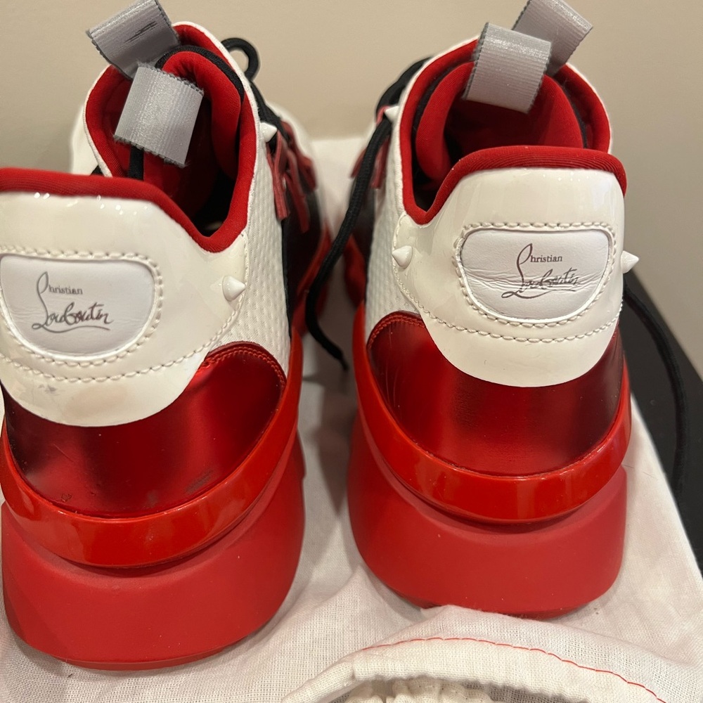 Men's Louboutin White and Red Sneakers
